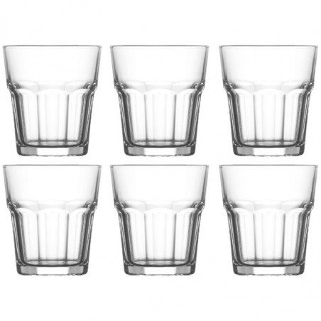 Tradineur - Pack de 6 Vasos modelo Aras - Fabricado en Cristal - Capacidad de 200 cc - Base gruesa - Apto para lavavajillas - Ø