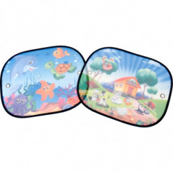 Tradineur - Set de 2 Parasoles Infantiles para ventanillas de coches - Fabricado en Tela y Plástico - Protección contra rayo UV