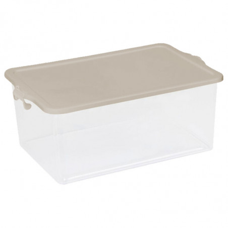 Tradineur - Caja de Almacenamiento Transparente N.º 13 - 55 Litros - Fabricado en Plástico - Cierre Hermético y Seguro - 27,5 x