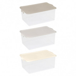 Tradineur - Caja de Almacenamiento Transparente N.º 13 - 55 Litros - Fabricado en Plástico - Cierre Hermético y Seguro - 27,5 x