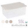 Tradineur - Caja de Almacenamiento Transparente N.º 13 - 55 Litros - Fabricado en Plástico - Cierre Hermético y Seguro - 27,5 x