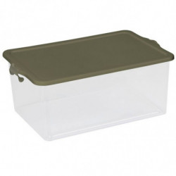Tradineur - Caja de Almacenamiento Transparente con tapa N.º 13 - 55 Litros - Fabricado en Plástico - Cierre Hermético y Seguro