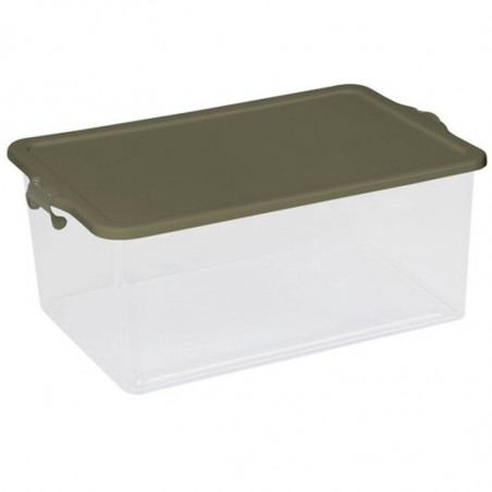 Tradineur - Caja de Almacenamiento Transparente con tapa N.º 13 - 55 Litros - Fabricado en Plástico - Cierre Hermético y Seguro