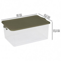 Tradineur - Caja de Almacenamiento Transparente con tapa N.º 13 - 55 Litros - Fabricado en Plástico - Cierre Hermético y Seguro
