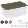 Tradineur - Caja de Almacenamiento Transparente con tapa N.º 13 - 55 Litros - Fabricado en Plástico - Cierre Hermético y Seguro