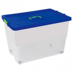 Tradineur - Caja de Almacenamiento con Ruedas y Asa N.º 4 - 78 Litros - Fabricado en Plástico - Cierre Hermético y Seguro - 41 x
