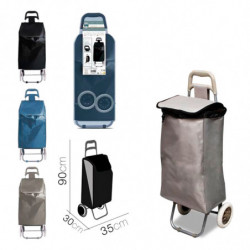 Tradineur - Carro de compra modelo "Trolley" - Fabricado en Poliéster y Metal - Ligero y resistente - 90 x 35 x 30 cm - Color Al