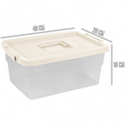 Tradineur - Caja de Almacenamiento Transparente N.º 1 - 18 Litros - Fabricado en Plástico - Cierre Hermético y Seguro - 19 x 40