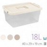 Tradineur - Caja de Almacenamiento Transparente N.º 1 - 18 Litros - Fabricado en Plástico - Cierre Hermético y Seguro - 19 x 40
