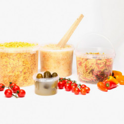 Tradineur - Pack de 2 Botes redondos Transparente con Asa - Fabricado en España - Capacidad de 1,4 Litros - Apto para uso alimen