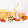 Tradineur - Pack de 2 Botes redondos Transparente con Asa - Fabricado en España - Capacidad de 1,4 Litros - Apto para uso alimen