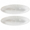 Tradineur - Pack de 2 Fuentes Ovaladas - Fabricado en Vidrio Opal - Bordes Ondulados - Ideal tanto para la hostelería como el ho