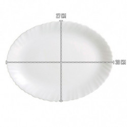 Tradineur - Pack de 2 Fuentes Ovaladas - Fabricado en Vidrio Opal - Bordes Ondulados - Ideal tanto para la hostelería como el ho