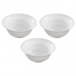 Tradineur - Pack de 3 cuencos Lavafrutas - Modelo Titan - Fabricado en Vidrio Opal - Bordes Ondulados - Ideal tanto para la host