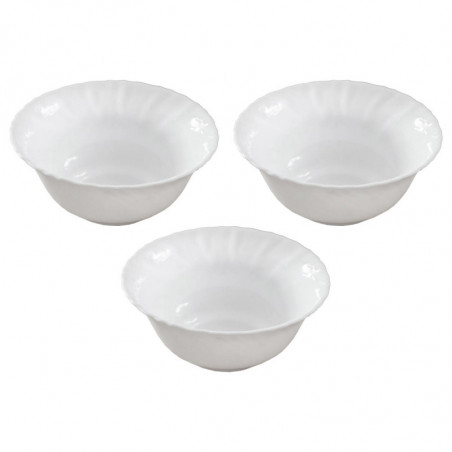 Tradineur - Pack de 3 cuencos Lavafrutas - Modelo Titan - Fabricado en Vidrio Opal - Bordes Ondulados - Ideal tanto para la host