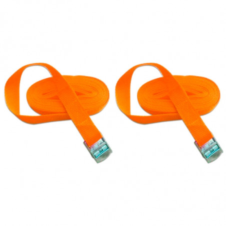 Tradineur - Pack de 2 Cintas Tensoras de Carga - Longitud de 2,5 Metros - Fabricado en Poliéster -  Apto para Coche, Motocicleta