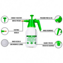 Tradineur - Botella pulverizadora manual de plástico, recipiente para sulfatar con boquilla ajustable, riego, flores, jardinería