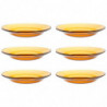 Tradineur - Pack de 6 platos hondos de vidrio, modelo Lys, resistentes, vajilla de cocina, aptos para lavavajillas (Ámbar - Ø 23