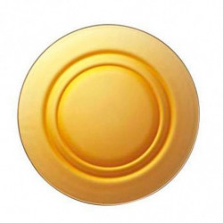 Tradineur - Pack de 6 platos hondos de vidrio, modelo Lys, resistentes, vajilla de cocina, aptos para lavavajillas (Ámbar - Ø 23