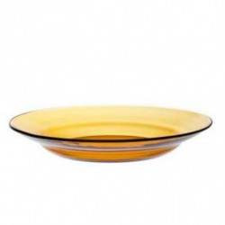 Tradineur - Pack de 6 platos hondos de vidrio, modelo Lys, resistentes, vajilla de cocina, aptos para lavavajillas (Ámbar - Ø 23