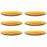 Tradineur - Pack de 6 platos de postre, vidrio, modelo Lys, resistentes, vajilla de cocina, aptos para lavavajillas (Ámbar - Ø 1