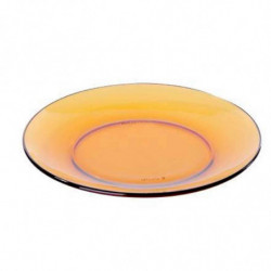 Tradineur - Pack de 6 platos de postre, vidrio, modelo Lys, resistentes, vajilla de cocina, aptos para lavavajillas (Ámbar - Ø 1