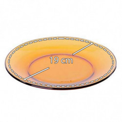 Tradineur - Pack de 6 platos de postre, vidrio, modelo Lys, resistentes, vajilla de cocina, aptos para lavavajillas (Ámbar - Ø 1