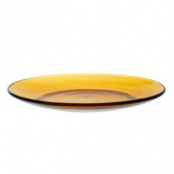 Tradineur - Pack de 6 platos de postre, vidrio, modelo Lys, resistentes, vajilla de cocina, aptos para lavavajillas (Ámbar - Ø 1