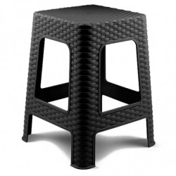 Tradineur - Taburete de plástico Rattan, asiento de 26,5 x 26,5 cm, imitación de mimbre, banqueta multiusos, cocina, salón, fabr