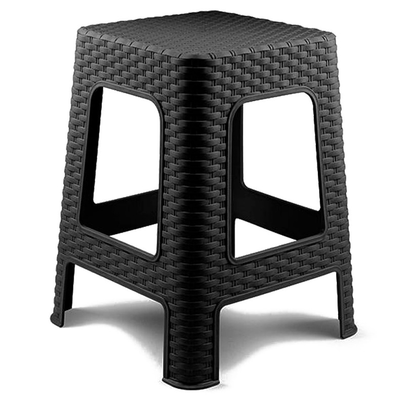 Tradineur - Taburete de plástico Rattan, asiento de 26,5 x 26,5 cm, imitación de mimbre, banqueta multiusos, cocina, salón, fabr Tradineur - Taburete de plástico Rattan, asiento de 26,5 x 26,5 cm, imitación de mimbre, banqueta multiusos, cocina, salón, fabr