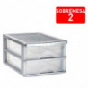 Tradineur - Cajonera de sobremesa - Fabricado en España - 2 Cajones Transparentes - Torre de almacenaje, armario, baño, oficina