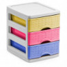 Tradineur - Cajonera de 3 Niveles Modelo Turia Mimbre - Fabricado en España - Torre de almacenaje multiusos, organizador auxilia