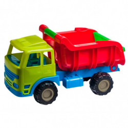 Tradineur - Camión Dumper de juguete, vehículo de plástico resistente para niños, jugar en la arena, playa, parque - 49 x 22,5 x