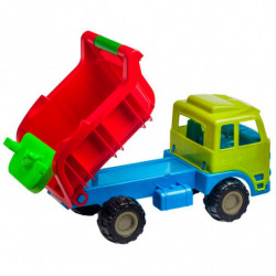 Tradineur - Camión Dumper de juguete, vehículo de plástico resistente para niños, jugar en la arena, playa, parque - 49 x 22,5 x