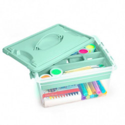 Tradineur - Caja de Almacenamiento con Bandeja interior y Asa - N.º 9 - 12 Litros - Fabricado en Plástico - Cierre Hermético y S