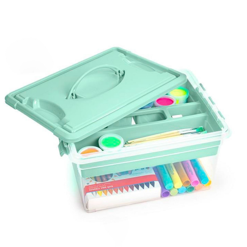 Tradineur - Caja de Almacenamiento con Bandeja interior y Asa - N.º 9 - 12 Litros - Fabricado en Plástico - Cierre Hermético y S Tradineur - Caja de Almacenamiento con Bandeja interior y Asa - N.º 9 - 12 Litros - Fabricado en Plástico - Cierre Hermético y S