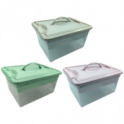Tradineur - Caja de Almacenamiento con Bandeja interior y Asa - N.º 9 - 12 Litros - Fabricado en Plástico - Cierre Hermético y S