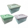 Tradineur - Caja de Almacenamiento con Bandeja interior y Asa - N.º 9 - 12 Litros - Fabricado en Plástico - Cierre Hermético y S