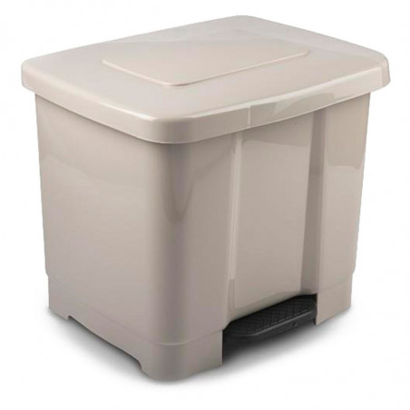 Tradineur - Cubo de basura de plástico con pedal, contenedor de residuos, papelera con separador para colocar dos bolsas, cocina