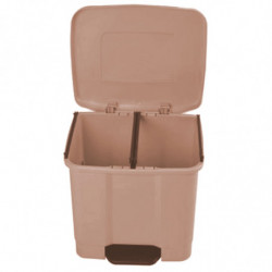 Tradineur - Cubo de basura de plástico con pedal, contenedor de residuos, papelera con separador para colocar dos bolsas, cocina