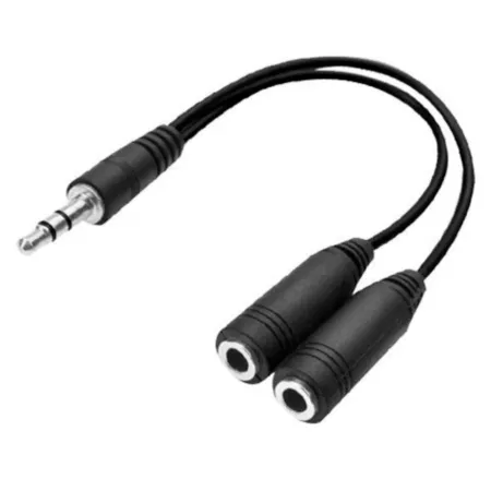 Cable corto de audio, mini jack macho de 3,5 mm a doble mini jack hembra de 3,5 mm, reproductores de música, altavoces (Negro, 1 Cable corto de audio, mini jack macho de 3,5 mm a doble mini jack hembra de 3,5 mm, reproductores de música, altavoces (Negro, 1