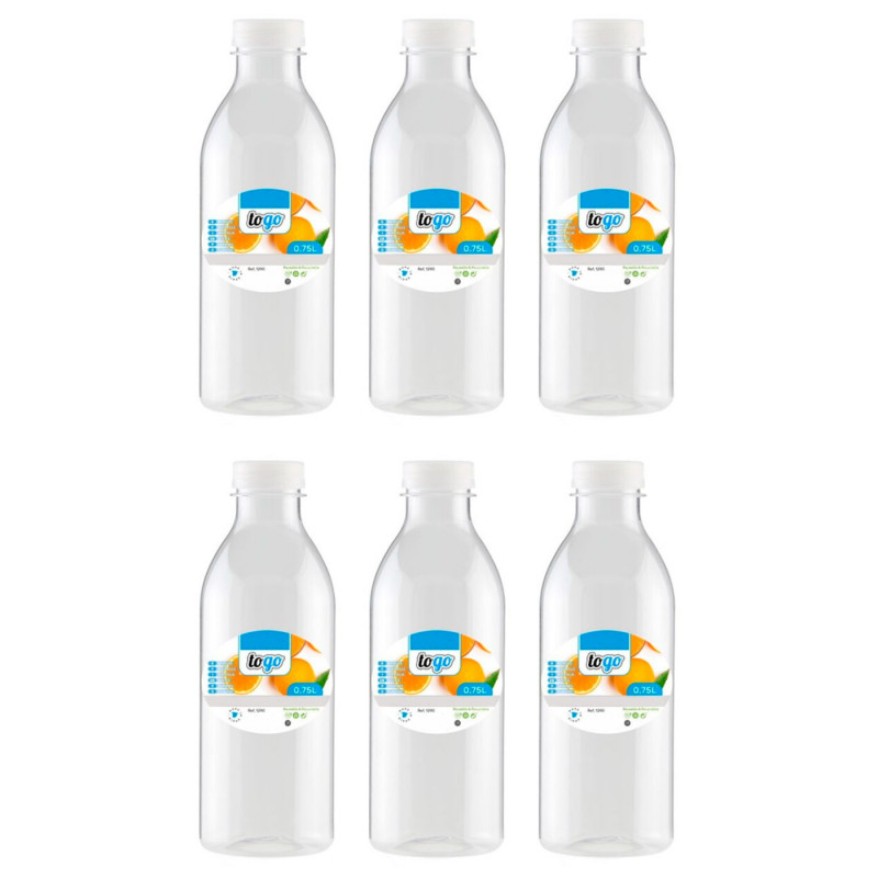 Tradineur - Pack de 6 botellas de plástico con tapón de rosca, reutilizable y reciclable, agua, leche, batidos, zumos, refrescos Tradineur - Pack de 6 botellas de plástico con tapón de rosca, reutilizable y reciclable, agua, leche, batidos, zumos, refrescos