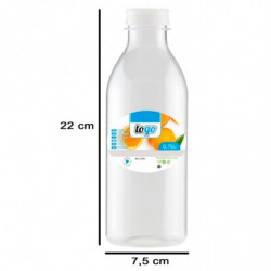 Tradineur - Pack de 6 botellas de plástico con tapón de rosca, reutilizable y reciclable, agua, leche, batidos, zumos, refrescos