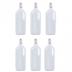 Tradineur - Pack de 6 botellas de plástico con asa y tapón a presión, reutilizable, agua, leche, batidos, zumos, refrescos, frig
