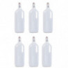 Tradineur - Pack de 6 botellas de plástico con asa y tapón a presión, reutilizable, agua, leche, batidos, zumos, refrescos, frig
