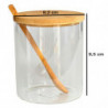 Tradineur - Pack de 2 tarros de vidrio borosilicato con cuchara y tapa de bambú, bote, frasco, recipiente para guardar azúcar, s