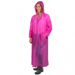 Tradineur - Chubasquero impermeable con capucha, reutilizable, poncho con mangas, capa para lluvia, cierre con botones, poliéste