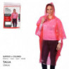 Tradineur - Pack de 6 chubasqueros impermeables de emergencia con capucha, reutilizables, ponchos para lluvia, poliéster (Mujer