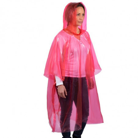 Tradineur - Pack de 4 chubasqueros impermeables de emergencia con capucha, reutilizables, ponchos para lluvia, poliéster (Mujer