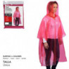 Tradineur - Pack de 4 chubasqueros impermeables de emergencia con capucha, reutilizables, ponchos para lluvia, poliéster (Mujer